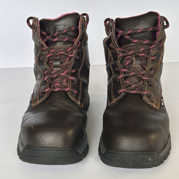 Wolverine Womens 8.5M Piper 6" Ankle Work Boots Safety Comp Toe Lace‎ Up Brown - Picture 3 of 14